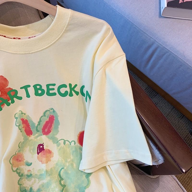 Áo Thun Ngắn Tay Size Lớn In Họa Tiết Thời Trang Mùa Hè Mới Cho Nữ