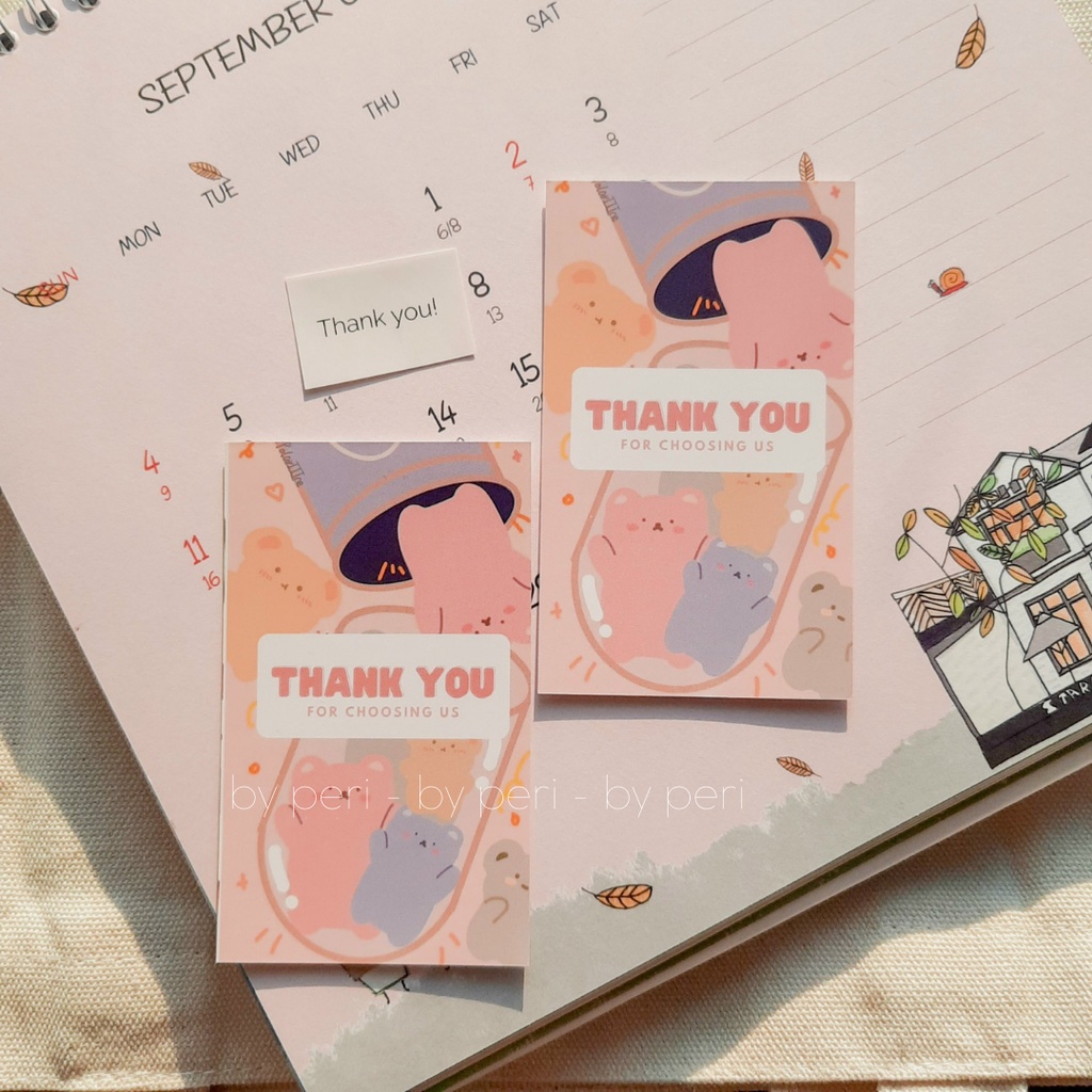 (hồng) 100 card thank you, name card dành cho shop size 9x5cm