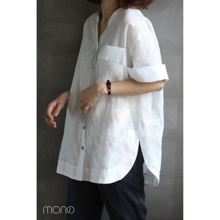 Áo sơ mi túi lật vải Linen tự nhiên MONO