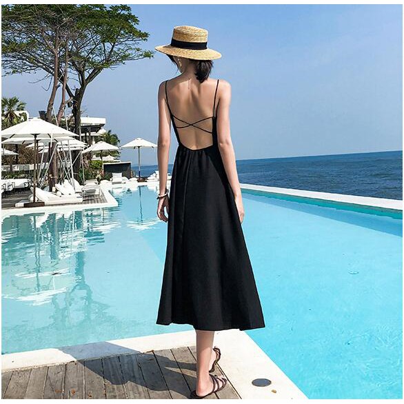 Đầm midi nữ thiết kế dây hở lưng thời trang | BigBuy360 - bigbuy360.vn