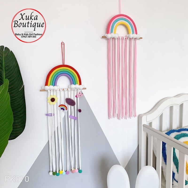 Phụ Kiện Treo Kẹp Tóc Cho Bé Hình Cầu Vồng Màu Sắc Đẹp Mắt Thích Hợp Trang Trí Phòng