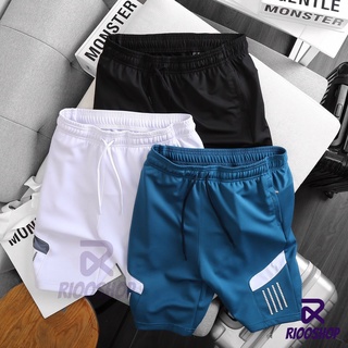 Quần thun nam thể thao ngắn đơn giản phối 3 đường kẻ RPS051 - quần short thun nam Riooshop
