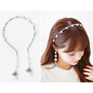 Bờm đính đá cài tóc đuôi dài headband giả bông tai dễ thương model 2