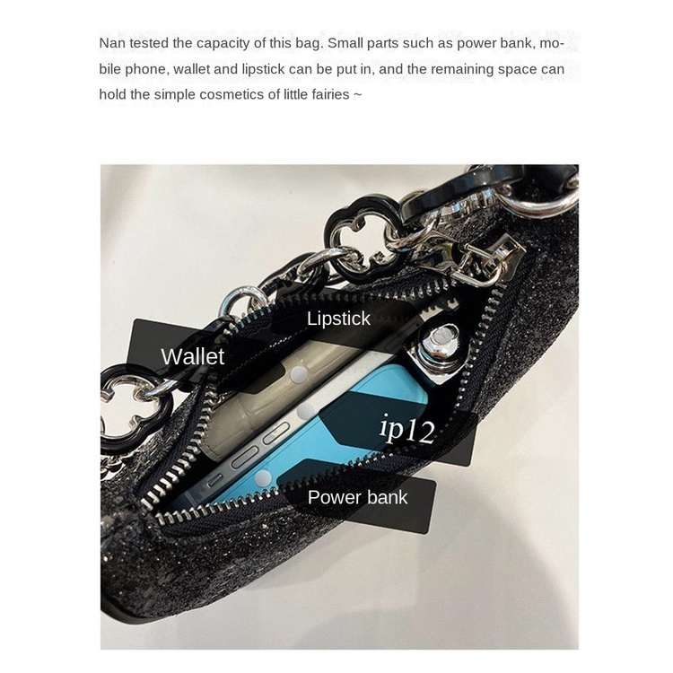 Túi Xách Kẹp Nách Phối Dây Xích Đính Ngọc Trai Thời Trang Mùa Hè Dành Cho Nữ