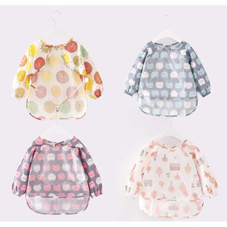 Áo yếm dài tay Cotton chống thấm nước cho bé tập ăn, tập vẽ Mastela
