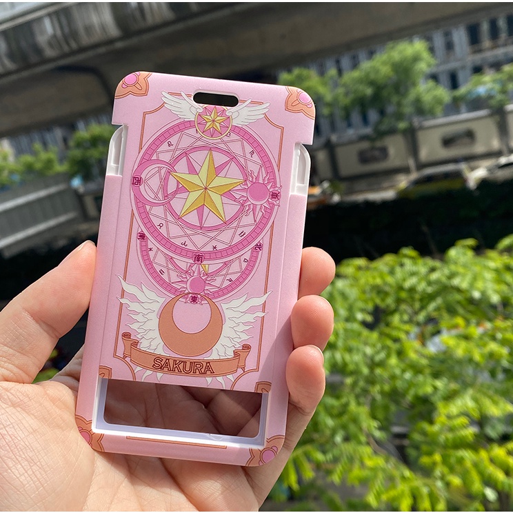 Case thủ lĩnh thẻ bài sakura đựng card, thẻ ATM, thẻ nhân viên, CCCD kèm móc khóa, dây đeo thẻ