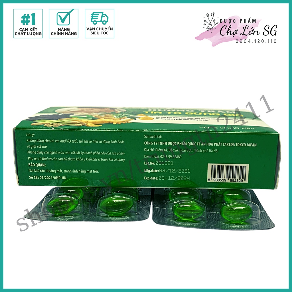 Viên xông HƯƠNG TRÀM TÍA TÔ GỪNG GIÓ giúp thông mũi, dễ thở, cải thiện đường hô hấp – Hộp 20 viên