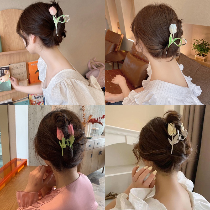 Kẹp Tóc Hình Hoa Tulip Cỡ Lớn Phong Cách Hàn Quốc Thời Trang Cho Nữ