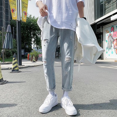 Quần Jeans Rách Gối Unisex  Siêu Hot Năm 2021
