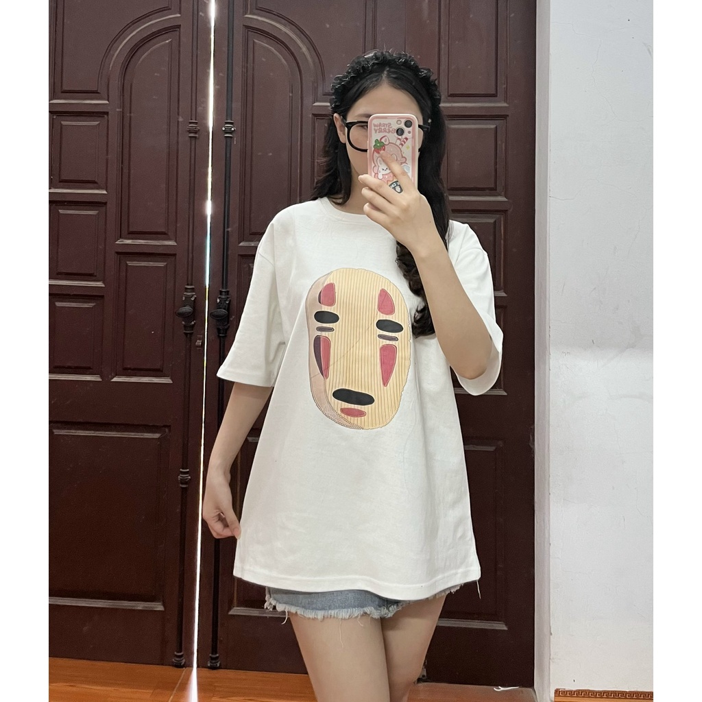 Áo phông hình Vô Diện  from rộng, cổ tròn, 100% cotton