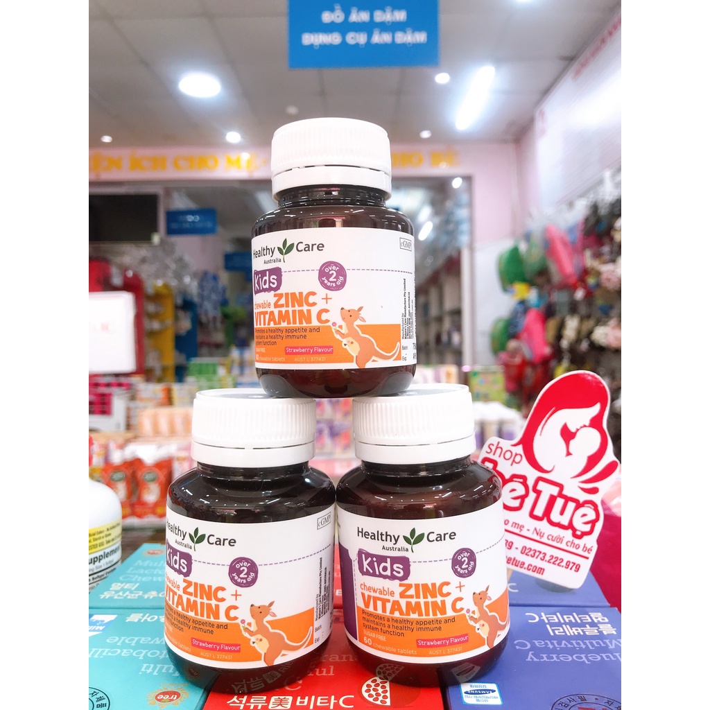 Viên nhai kẽm ZinC + Vitamin C Healthy Care mẫu mới