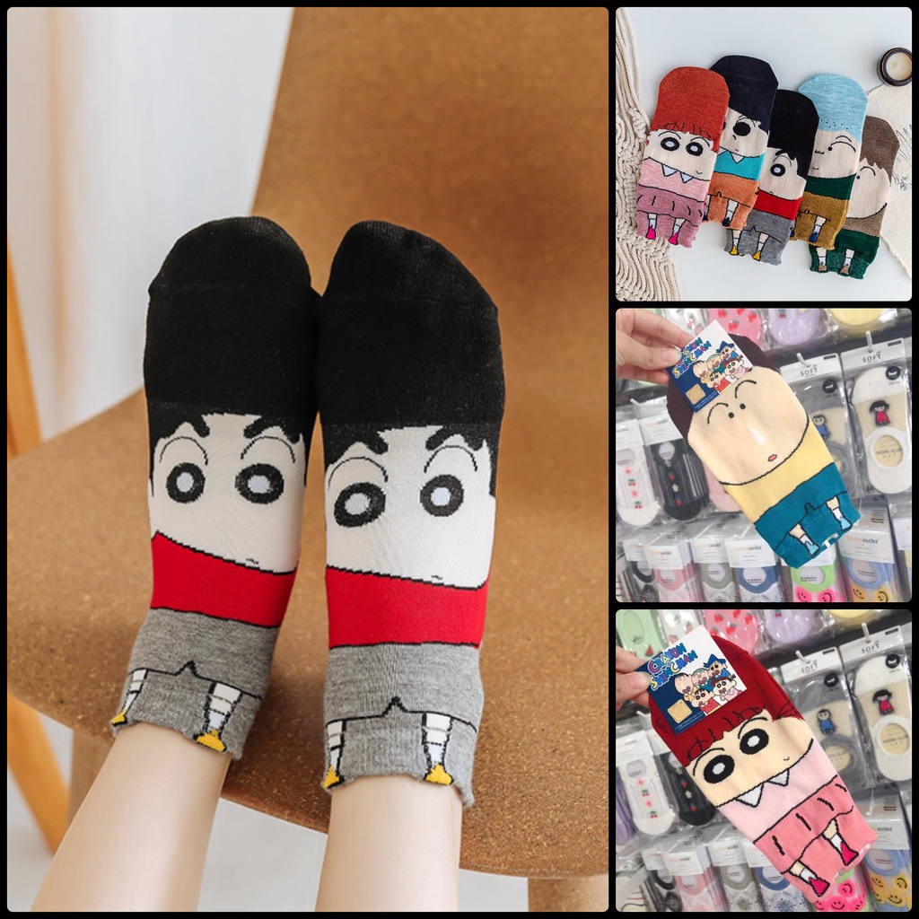 Tất cổ ngắn họa tiết hoạt hình doraemon shin bút chì siêu dễ thương khử mùi tốt đẹp rẻ