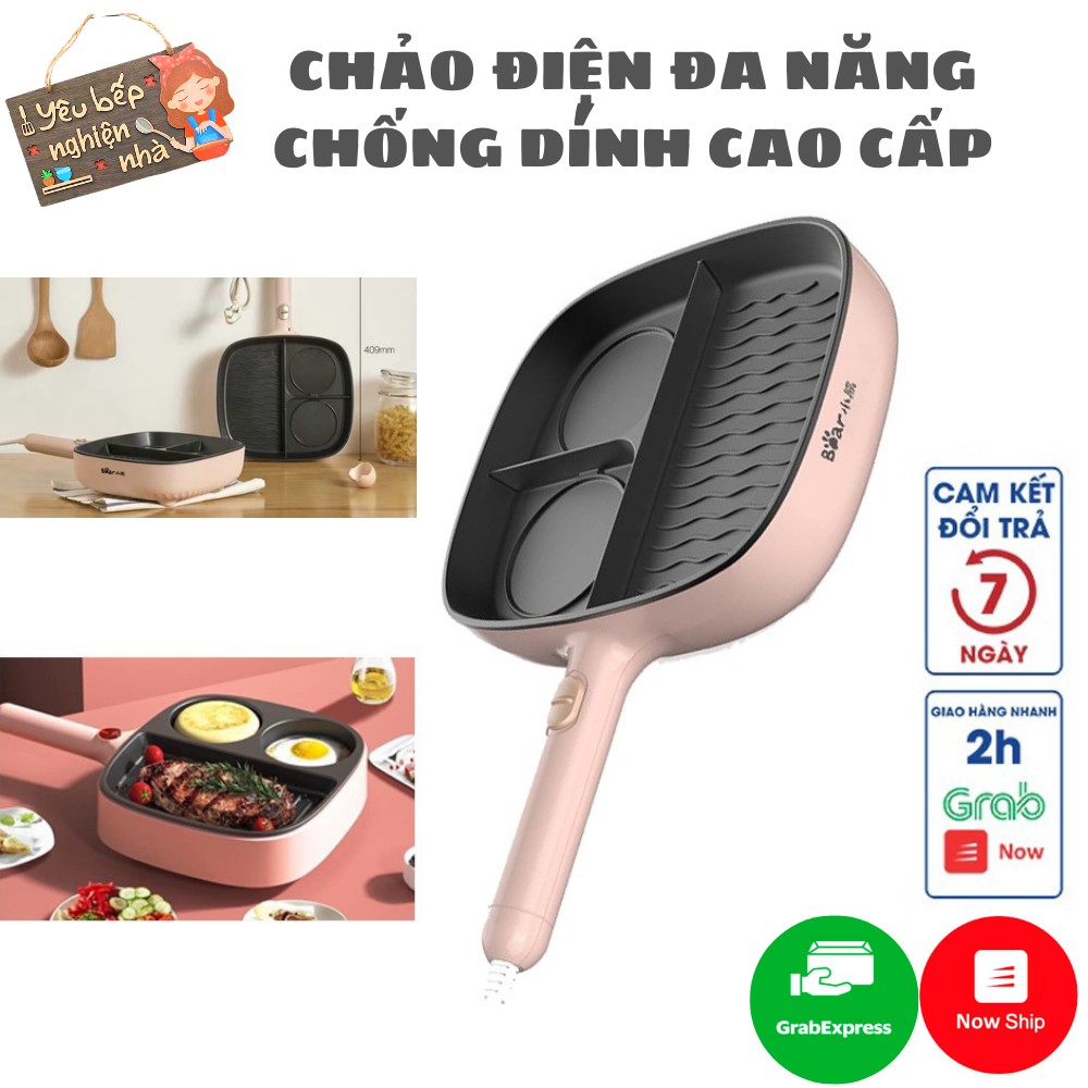 Chảo Điện 3 Ngăn Chống Dính Công Suất 1000W, Chảo Ốp La Trứng, Làm Bánh Mì, Chiên, Xào Đa Năng Cao Cấp