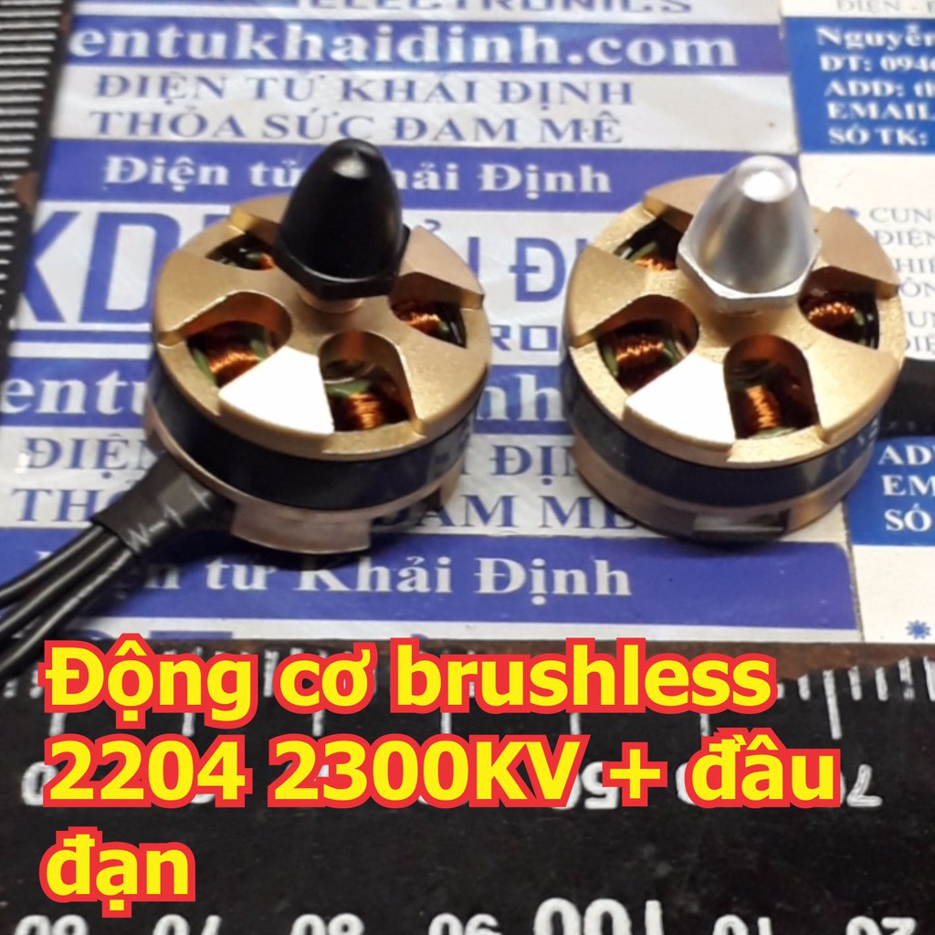 động cơ brushless, không chổi than (bộ 2 động cơ thuận nghịch + đầu đạn) 2204 2300KV, màu vàng sâm panh  kde5489