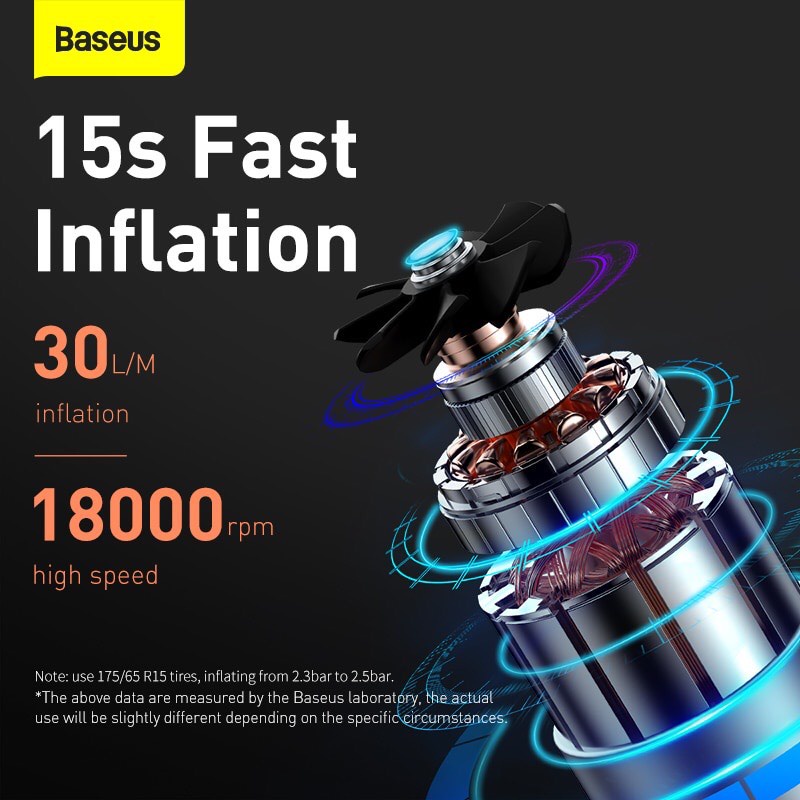 Máy Bơm Lốp Ô Tô Mini Baseus Super Mini Inflator Pump Bơm Siêu Nhanh 4 Lốp Xe Chỉ Trong 25 Phút bảo hành 6 tháng