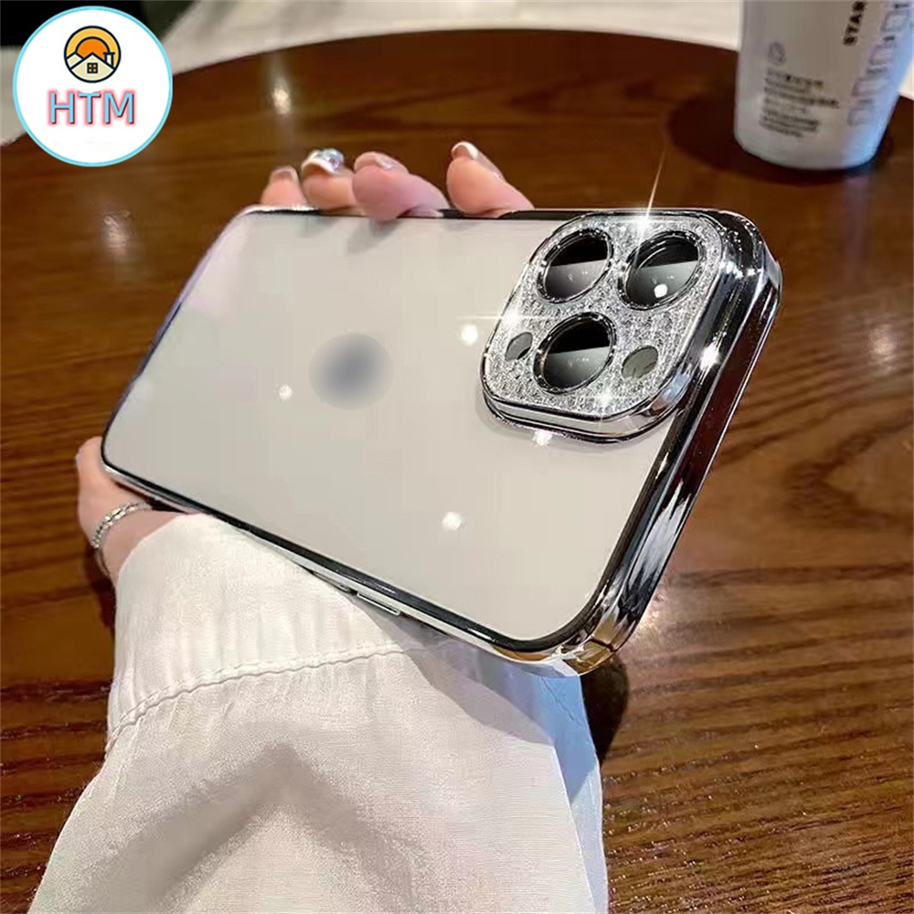 Ốp Điện Thoại TPU Mềm Trong Suốt Mạ Điện Có Miếng Dán Bảo Vệ Ống Kính Cho iPhone 13 12 11 Pro Max Promax XS Max XR X