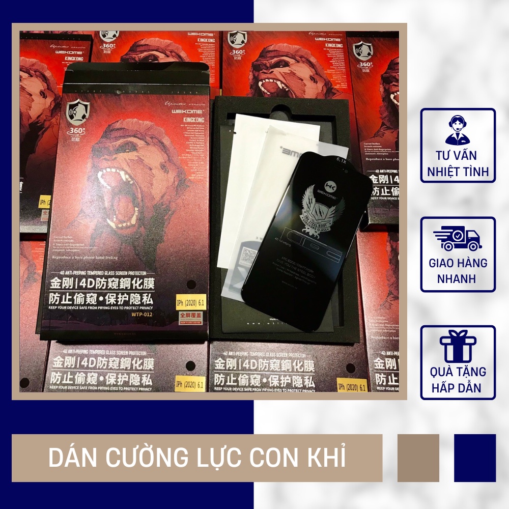 Miếng Dán Cường Lực Hình Con Khỉ Kingkong Full Màn Hình Chính Hãng, Bảo Vệ Tốt Cảm Ứng Màn Hình, Dùng Cho Các Dòng IP