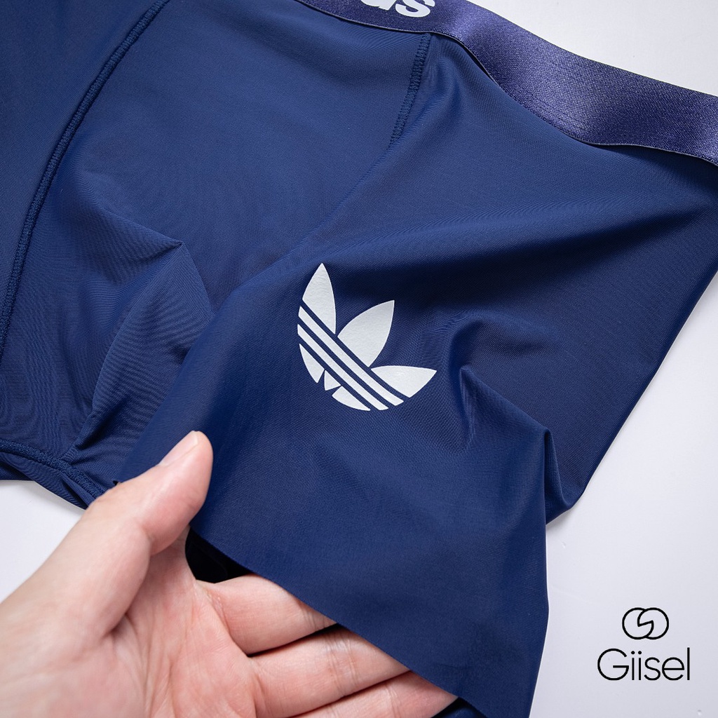 Boxer sịp đùi quần lót nam thun lạnh logo ép nhiệt 3 màu Đen Ghi Xanh Than - mã L03 ép nhiệt