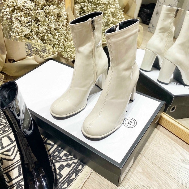 Boot lửng mũi tròn da bóng Mịi Mai phương bùi
