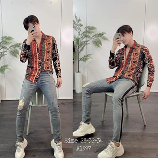 [SIÊU RẺ] QUẦN JEANS NAM [KẺ SỌC] RÁCH GỐI PHÒNG CÁCH HÀN QUỐC