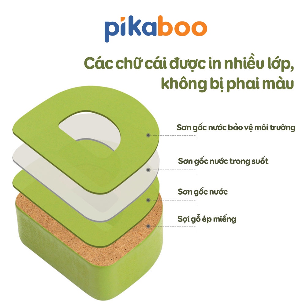 Bảng chữ cái học chữ bằng gỗ cho bé đồ chơi gỗ cao cấp Pikaboo