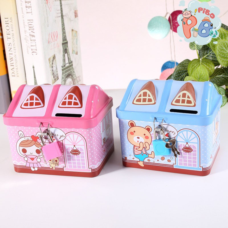 Két Sắt Mini Tiết Kiệm Tiền Hình Ngôi Nhà Có Khóa Siêu Ngộ Nghĩnh Cho Bé– Pibo Store