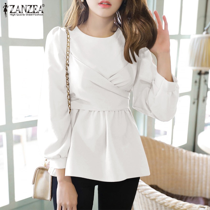 Áo nữ ZANZEA tay dài cổ tròn thời trang thanh lịch