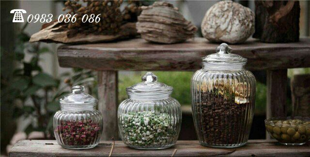 Hũ gia vị thủy tinh quả bí