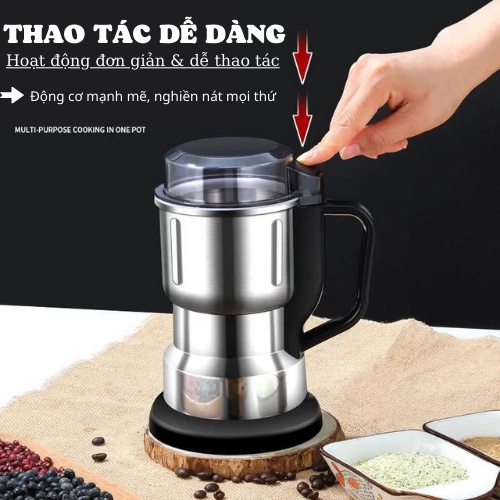 Máy xay bột khô Siêu Mịn Công Suất 300W, Máy xay hạt cà phê, xay bột ngũ cốc, xay gia vị - 8 Lưỡi dao XB300