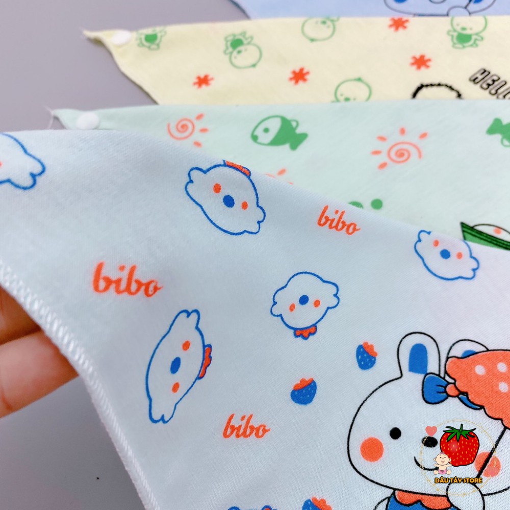 Khăn yếm tam giác cho bé chất liệu Cotton 2 lớp có cúc bấm cao cấp Shop Dâu Tây Stores