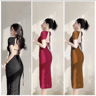 Đầm Body Gân Cột Dây Sau Lưng