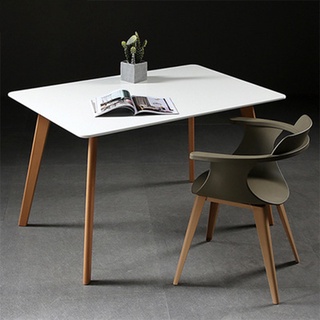 Bàn eames chân vát vàng mặt trắng, Bàn ăn gỗ cao cấp sang trọng BGN018