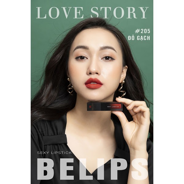 Son Kem Siêu Lì Love Story Đỏ Gạch Belips Sexy Lipstick (3,7G) - NEDEVI Chính Hãng