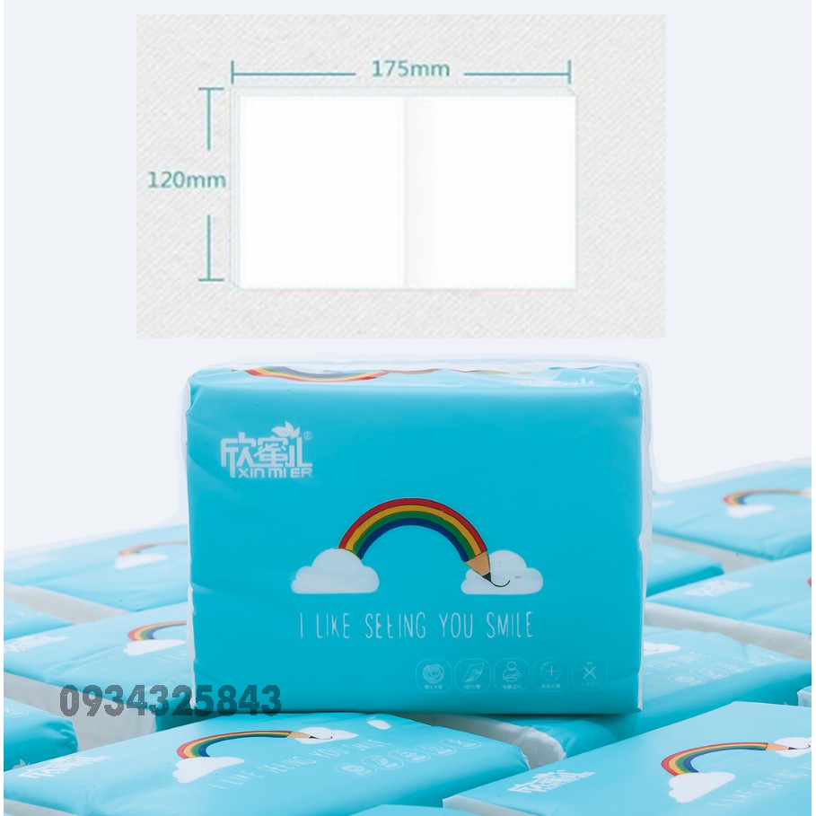 Gói 300 tờ giấy ăn cầu vồng siêu dai