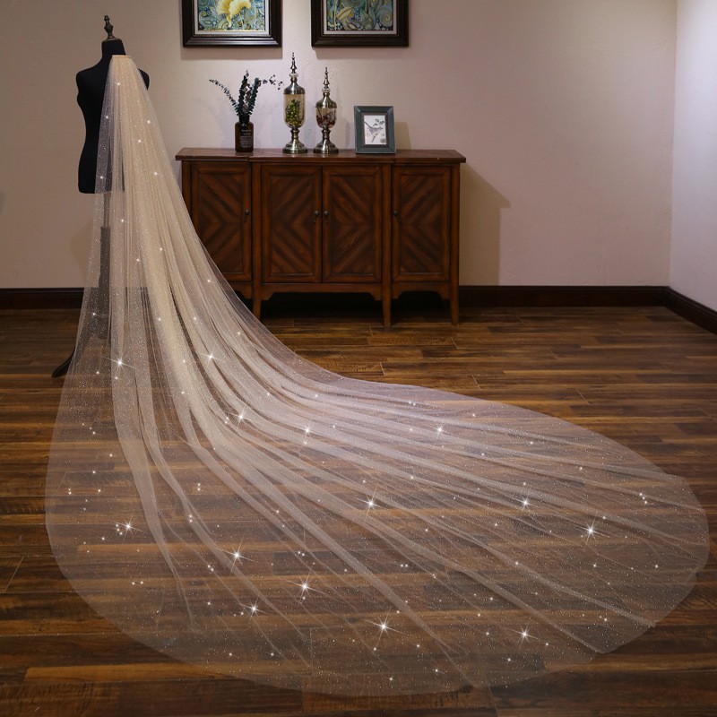 Khăn Voan Cài Tóc Cô Dâu 3.5m Hình Ngôi Sao Lấp Lánh