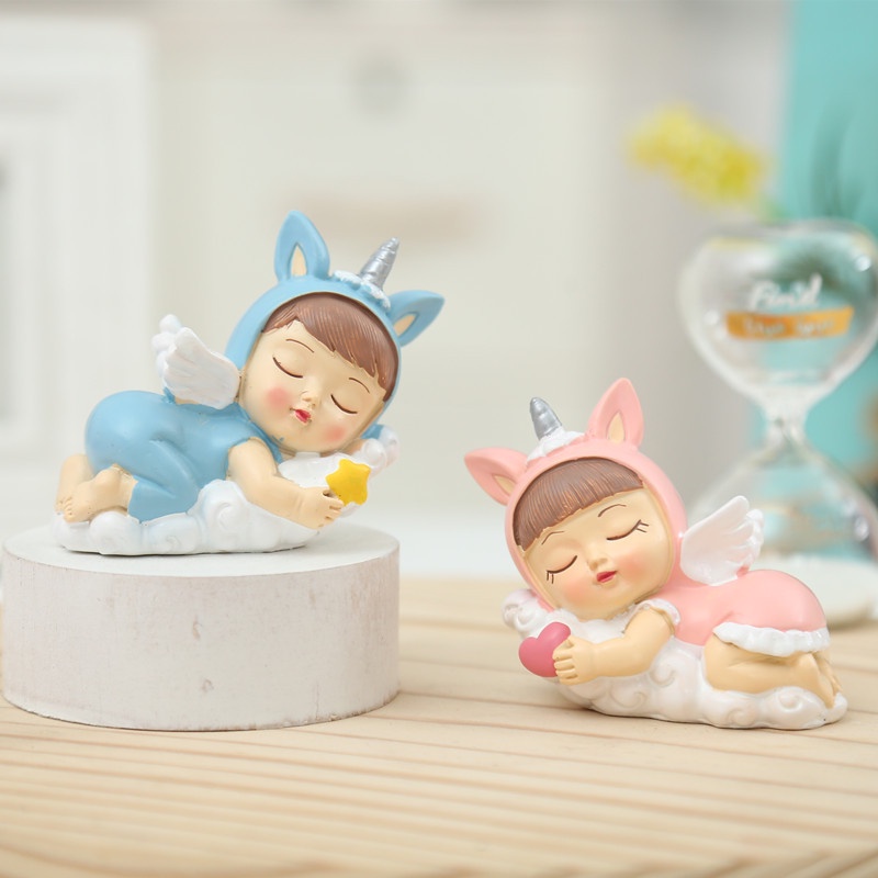 [SIÊU RẺ❤️] – Em Bé Nằm Mây (1 Cặp) - Trang trí bánh sinh nhật bánh kem