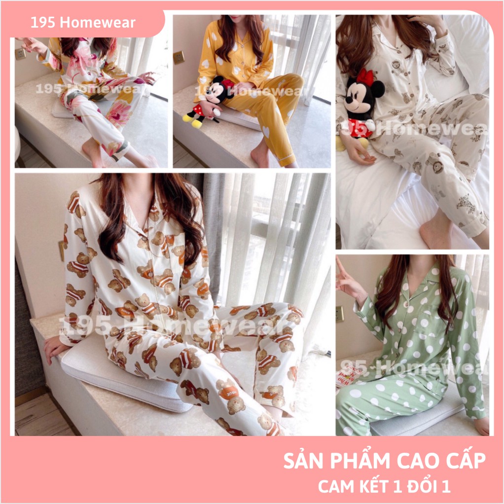 Bộ Pijama nữ 100% cotton dài tay cho mẹ sau sinh [𝑯𝑨̀𝑵𝑮 𝑳𝑶𝑨̣𝑰 1] nhiều màu thấm hút mồ hôi, không bai xù