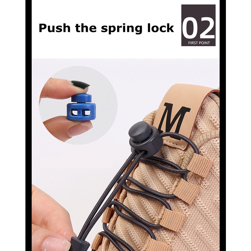 1 Cặp Dây Buộc Giày Thể Thao Bằng Nhựa Hình Tròn Không Cần Buộc