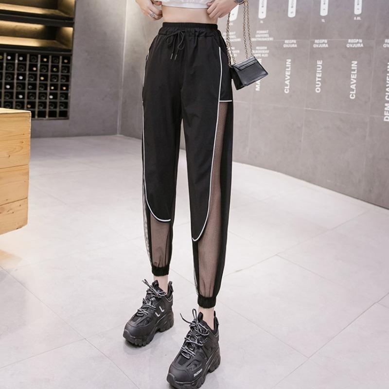 Quần legging thể thao lưng cao phối lưới phong cách Hàn Quốc mới dành cho nữ 2021