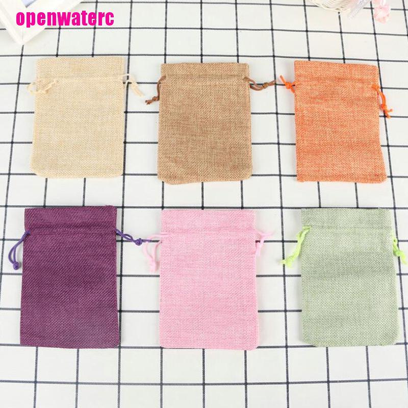 Set 10 Túi Dây Rút Bằng Vải Bố Đựng Trang Sức Nhiều Màu Sắc