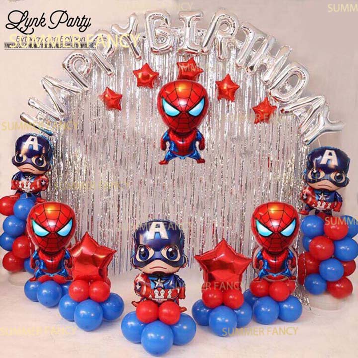 Set người nhện siêu nhân captain american SN01 sinh nhật cho bé trai - happy birthday decoration spiderman