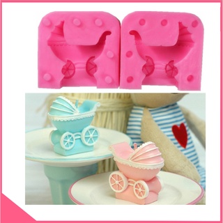 Khuôn silicon 4d làm fondant xe đẩy em bé