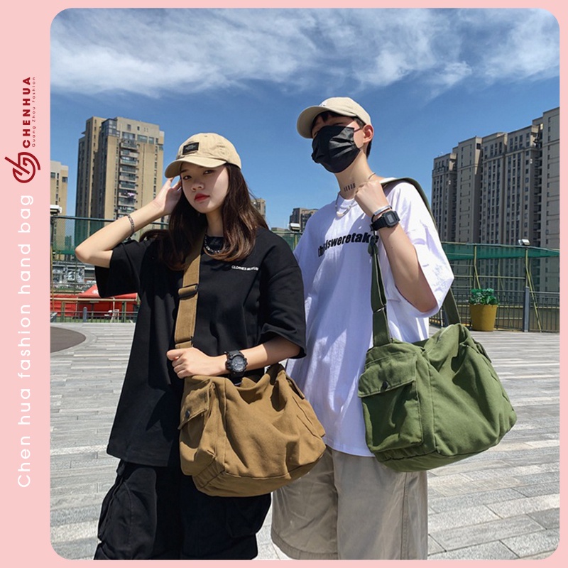Túi đeo chéo unisex ChenHua túi đeo vai vải canvas đựng a4 laptop đi học đi chơi du lịch kiểu ulzzang mới đẹp TX150