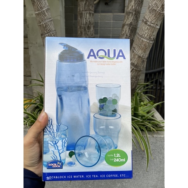 Bộ bình + 4 ly Lock & Lock Aqua