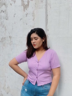 Croptop [Xả kho][Bigsize] thun gân cổ V
