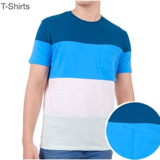 ÁO THUN NAM GAP CỔ TRÒN - XANH TRẮNG