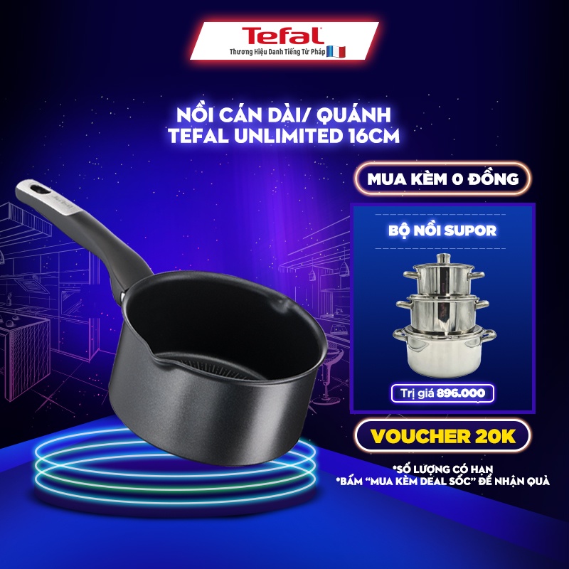 [Mã LIFETF154 giảm 12% đơn 350K] Nồi cán dài/ quánh Tefal Unlimited 16cm