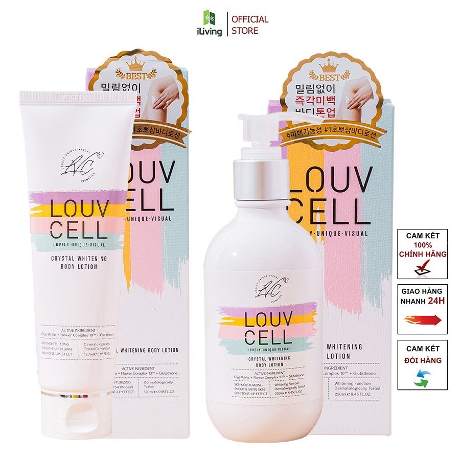 Kem dưỡng ẩm trắng da body Louv Cell Crystal Whitening Body Lotion 120ml và 250ml ILIVING-LOUDTB