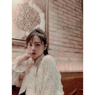 áo tơ ren nơ cổ