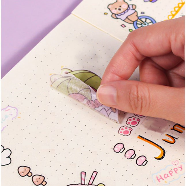 Sticker cute hình dán sổ tay 50 tấm dễ thương dán sổ trang trí cô bé có hộp ST43